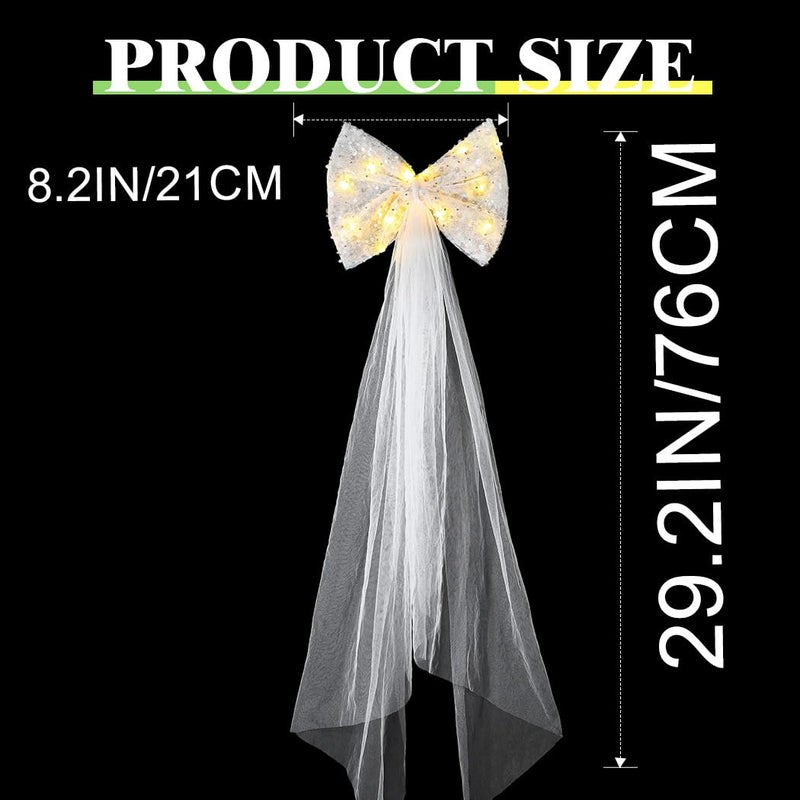 JONKY Light up Bow Wedding Veil Bridal White Sequin Bachelorette Party Hair Clip for Women(Style5) - Image 4